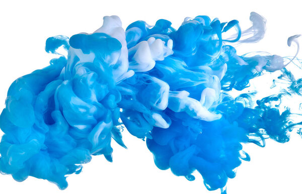 blue white paint in water