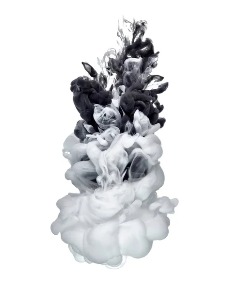 Tinta na cor da água líquido preto branco — Fotografia de Stock