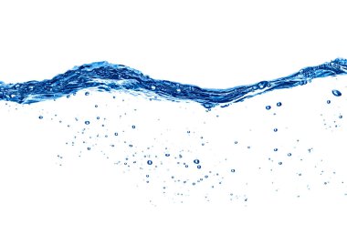 Beyaz arkaplanda su dalgalarını ve kabarcıkları kapat