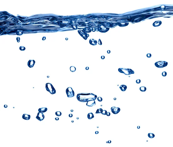 蓝色水波液体飞溅气泡饮料 — 图库照片