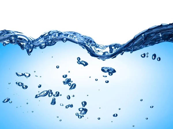Blauw water wave vloeibare plons zeepbel drankje — Stockfoto