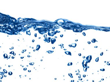 mavi su sıvı sıçrama kabarcık içki dalga