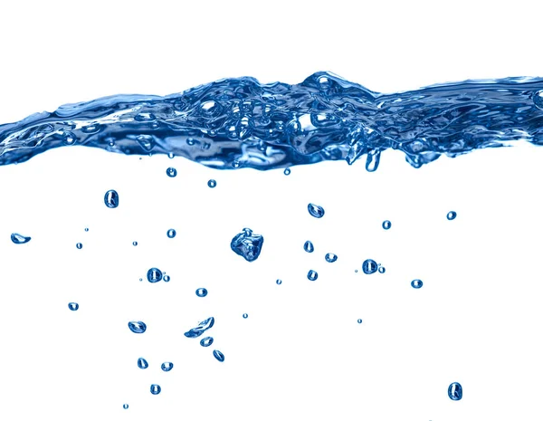 Blauw water wave vloeibare plons zeepbel drankje — Stockfoto