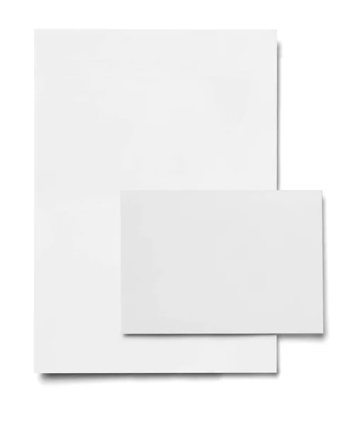 Envelope Papel Modelo Cartão Visita Fundo Branco — Fotografia de Stock