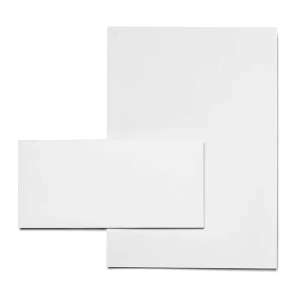 Envelope Papel Modelo Cartão Visita Fundo Branco — Fotografia de Stock