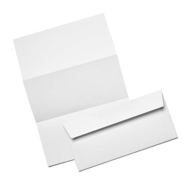 Beyaz arkaplanda zarf, kağıt ve kartvizit şablonu