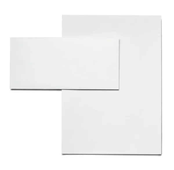 Envelope Papel Modelo Cartão Visita Fundo Branco — Fotografia de Stock