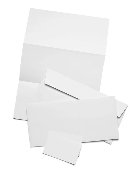 Enveloppe Papier Visitekaartje Sjabloon Witte Achtergrond — Stockfoto