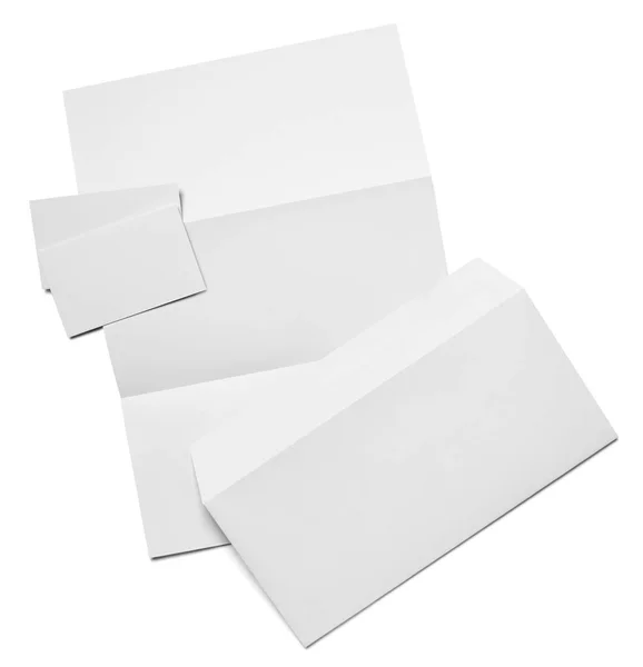 白を基調とした封筒 名刺のテンプレート ロイヤリティフリーのストック写真
