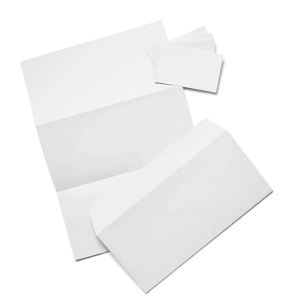 Envelope Papel Modelo Cartão Visita Fundo Branco — Fotografia de Stock