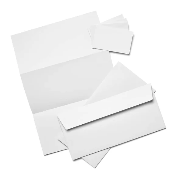 Envelope Papel Modelo Cartão Visita Fundo Branco — Fotografia de Stock