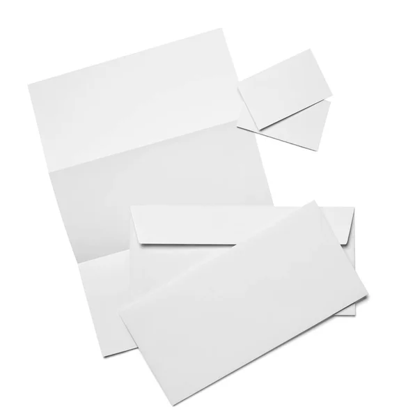 Envelope Papel Modelo Cartão Visita Fundo Branco — Fotografia de Stock