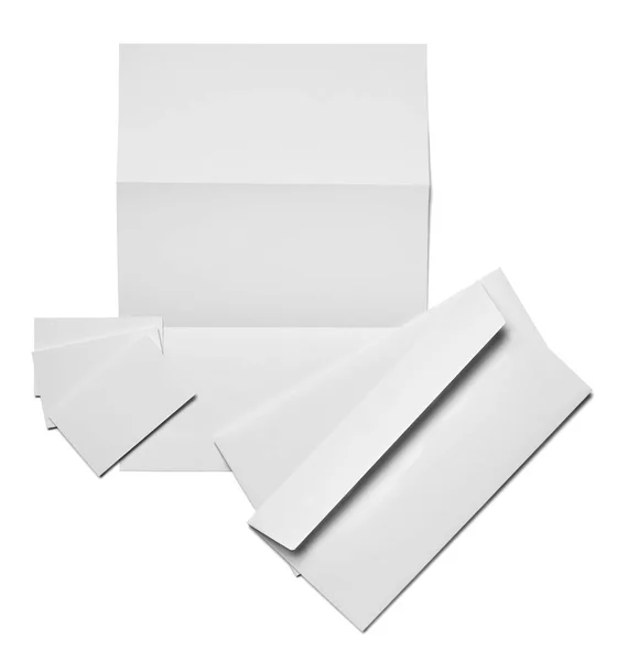Enveloppe Papier Visitekaartje Sjabloon Witte Achtergrond — Stockfoto