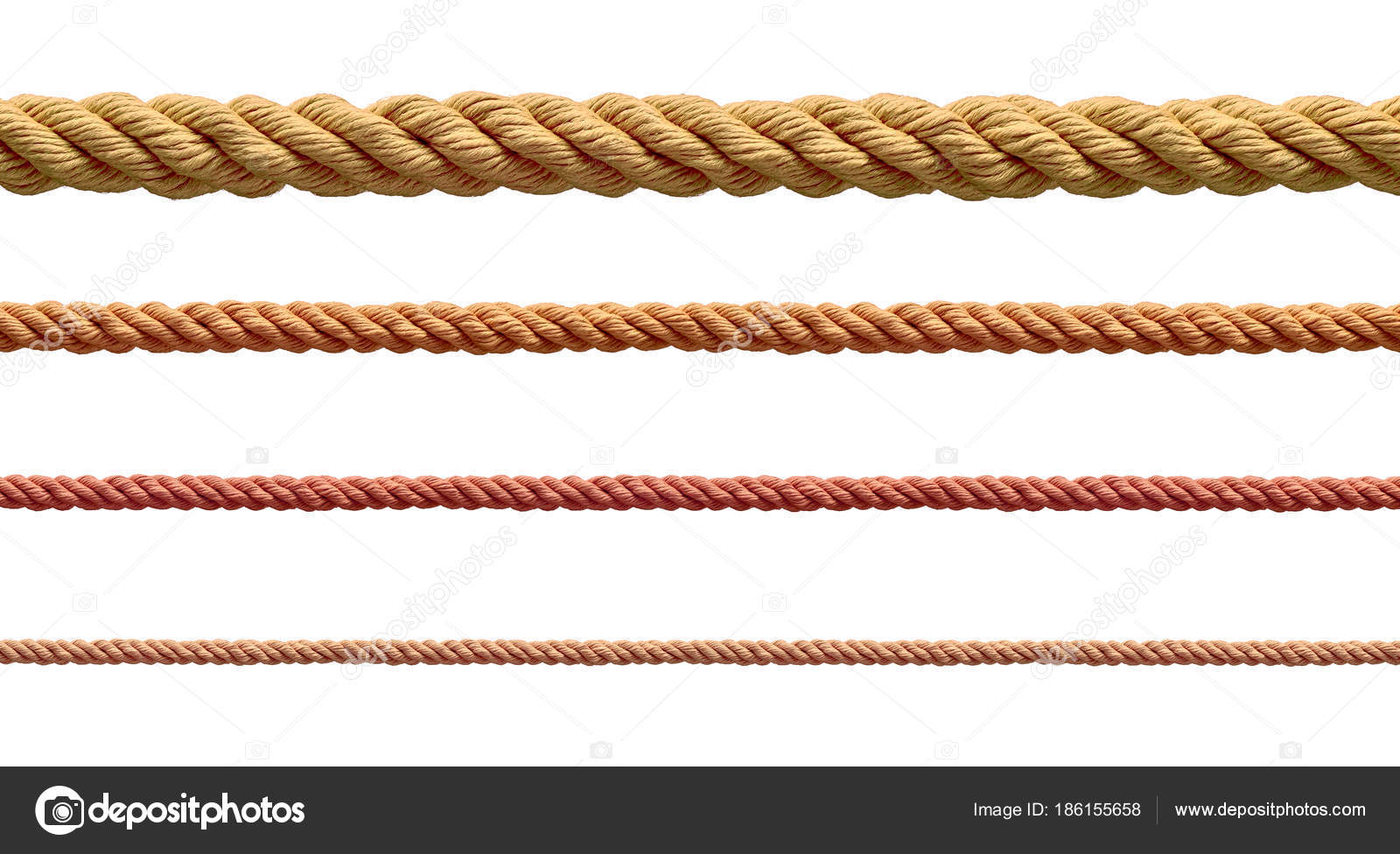 Collection Various Ropes String White Background Each One Shot Separately —  Stock Photo © PicsFive #186155658, image size:1600x976