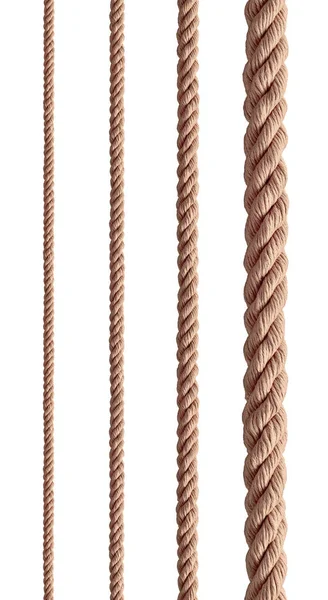 Collection Various Ropes String White Background Each One Shot Separately — Stock Photo, Image