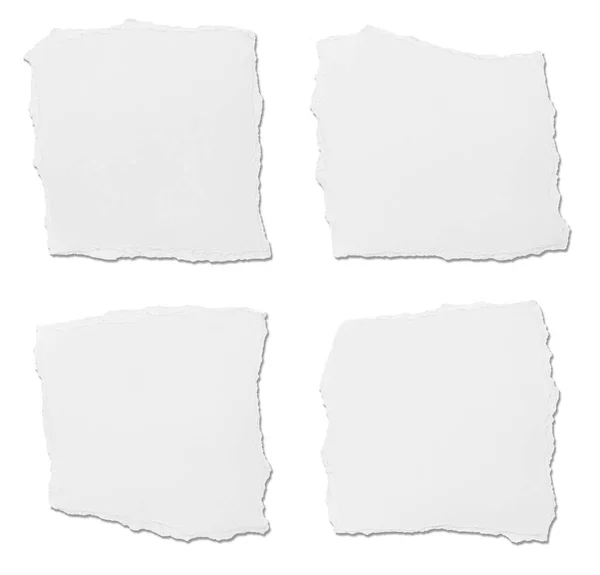 Zbiór Białych Podartych Kawałków Papieru Białym Tle Każdy Nich Jest — Zdjęcie stockowe