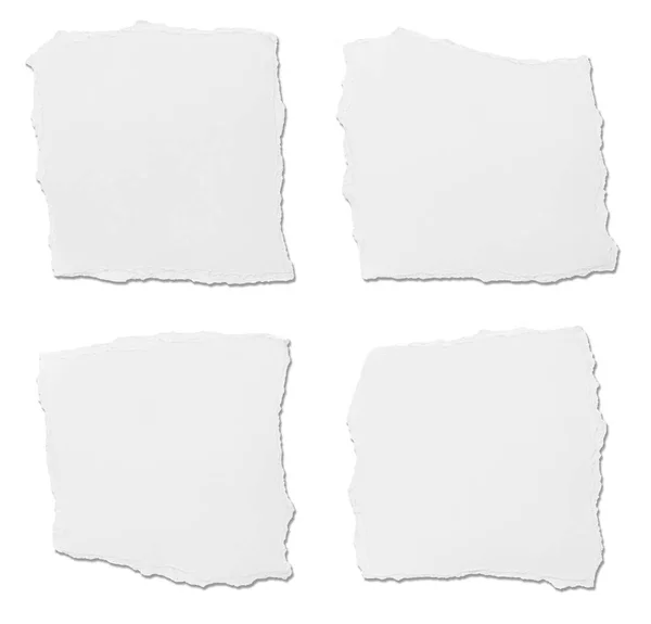 Collectie Van Witte Gescheurde Stukjes Papier Witte Achtergrond Elk Afzonderlijk — Stockfoto