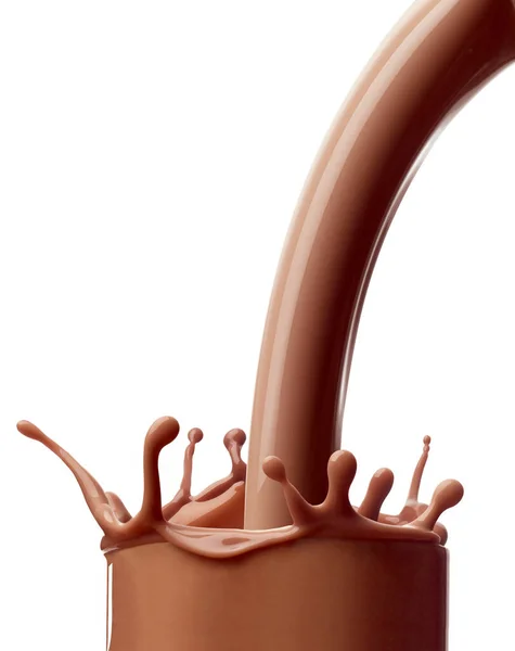 Menutup Dari Susu Coklat Percikan Pada Latar Belakang Putih — Stok Foto