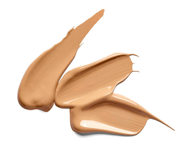 close up of beauty liquid powder stroke on white background 
