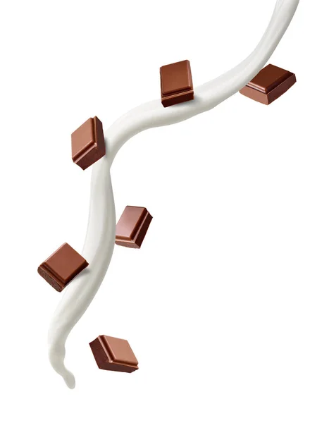 Zblízka Kousky Čokolády Mléka Bílém Pozadí — Stock fotografie