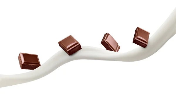 Close Van Een Chocoladestuk Melk Witte Achtergrond — Stockfoto