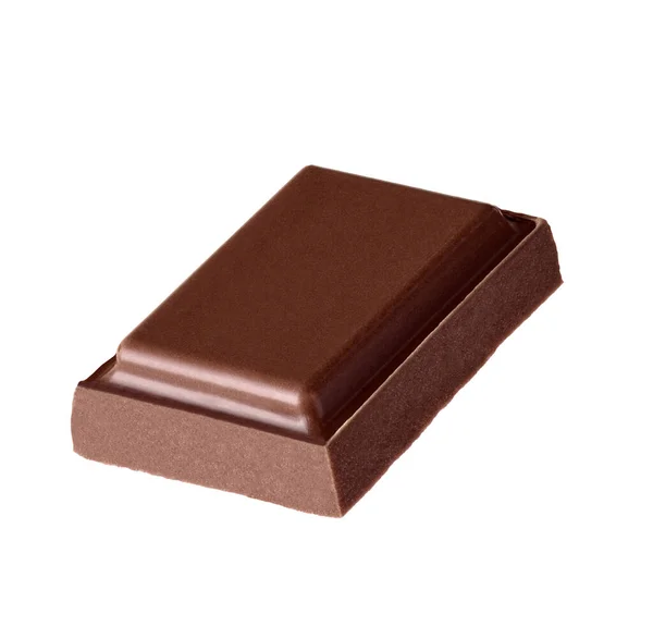 Крупный План Шоколадных Кусочков Стек Падает Белом Фоне — стоковое фото