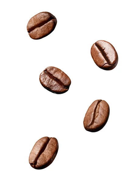 Nahaufnahme Einer Kaffeebohne Auf Weißem Hintergrund — Stockfoto