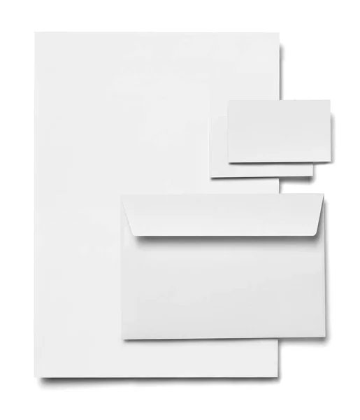 Envelope Papel Modelo Cartão Visita Fundo Branco — Fotografia de Stock