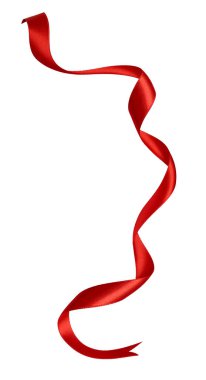 Beyaz arkaplandaki kırmızı kurdeleyi kapat