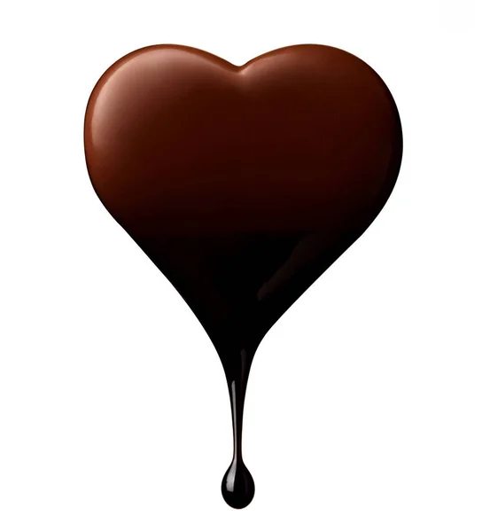 Gros Plan Chocolat Coeur Shaoe Sur Fond Blanc — Photo