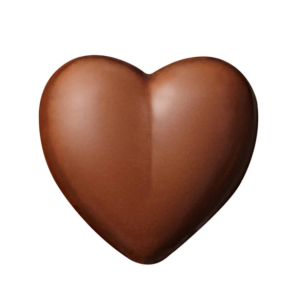 Close Chocolate Heart Shaoe White Background — Stock Photo, Image