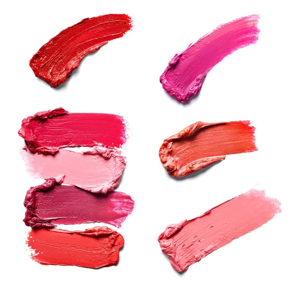 Collection Various Lipstick Paint White Background Each One Shot Separately — Stock Photo, Image