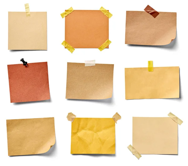 Collection Various Vintage Note Paper White Background Each One Shot — Stock Photo, Image