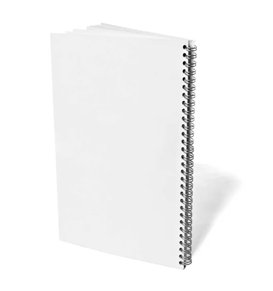 Primo Piano Libro Bianco Vuoto Sfondo Bianco Con Percorso Ritaglio — Foto Stock