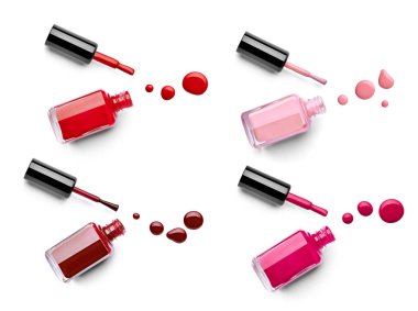 Tırnak cilası şişesini kapat ve beyaz arka plana düş.