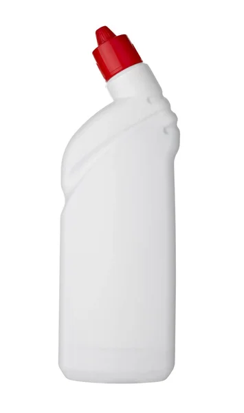 Замыкание Белой Пустой Санитарной Бутылки Белом Фоне Вырезкой — стоковое фото