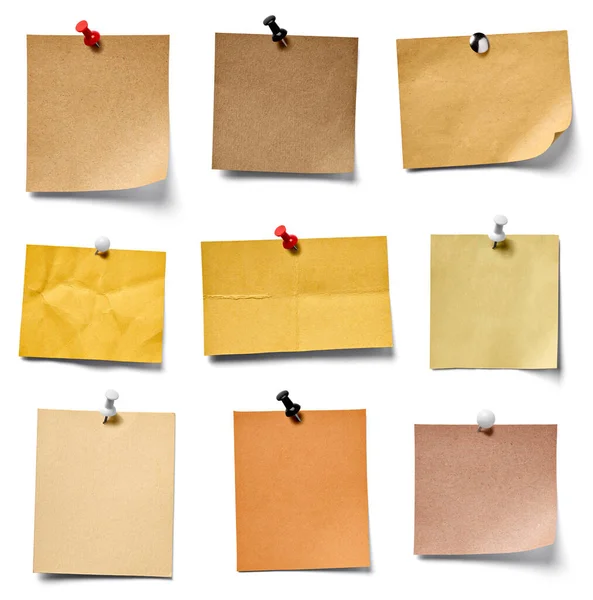 Collection Various Vintage Note Paper White Background Each One Shot — Stock Photo, Image