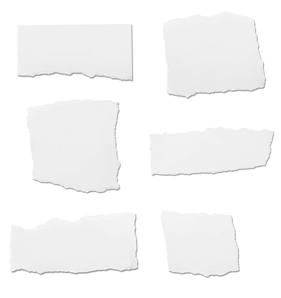 Колекція Білих Рваних Шматочків Паперу Білому Тлі Кожен Знімається Окремо — стокове фото