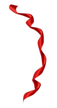 Beyaz arkaplandaki kırmızı kurdeleyi kapat