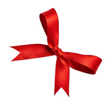 Beyaz arkaplandaki kırmızı kurdeleyi kapat