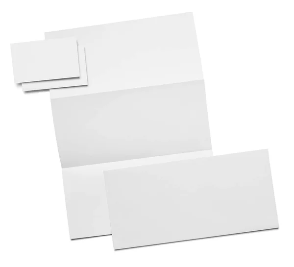 Envelope Papel Modelo Cartão Visita Fundo Branco — Fotografia de Stock