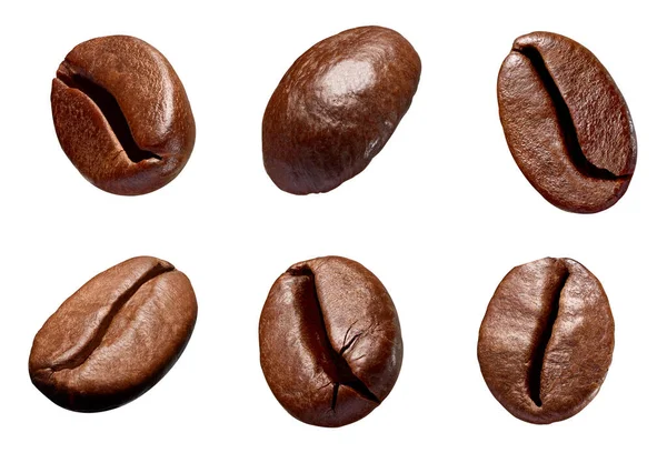Sammlung Verschiedener Kaffeebohnen Auf Weißem Hintergrund — Stockfoto