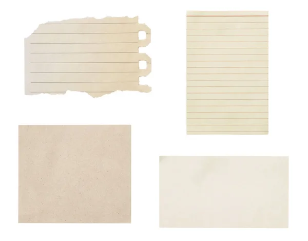 Collection Various Ripped Pieces Paper White Background Each One Shot — Stock Photo, Image