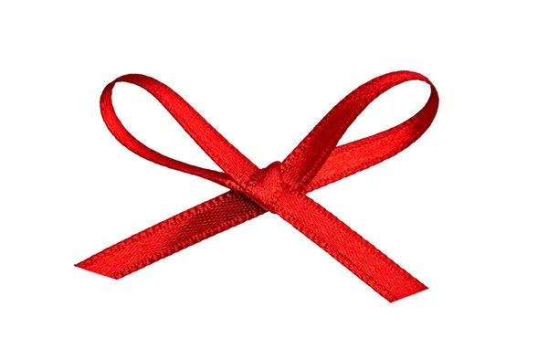 Close Red Ribbon Bow White Background — Stock Photo, Image