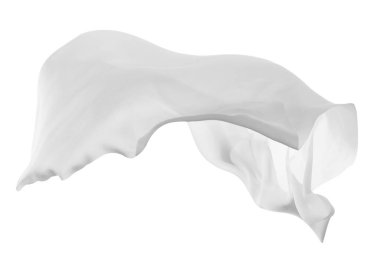 Beyaz arkaplanda akan beyaz kumaş örtüsünü kapat