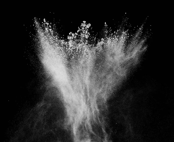 Primo Piano Esplosione Polvere Sfondo Nero — Foto Stock