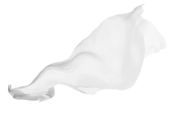 Gros Plan Tissu Blanc Coulant Sur Fond Blanc — Photo
