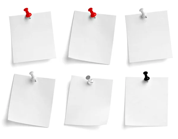 Collection Various Note Paper Push Pin White Background — Stock Photo, Image