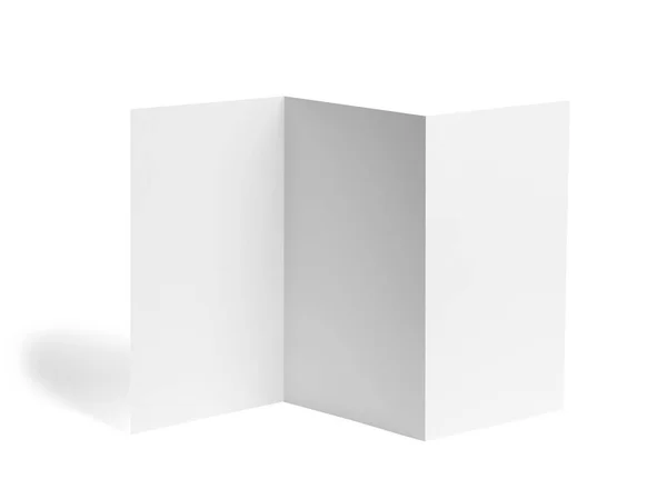 Крупним Планом Чистий Складений Листок Білий Папір Білому Тлі — стокове фото