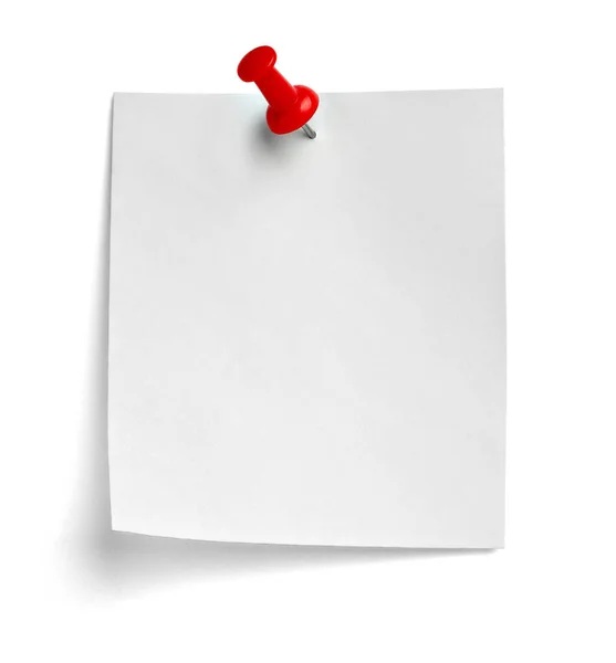 Close Note Paper Push Pin White Background — Stock Photo, Image